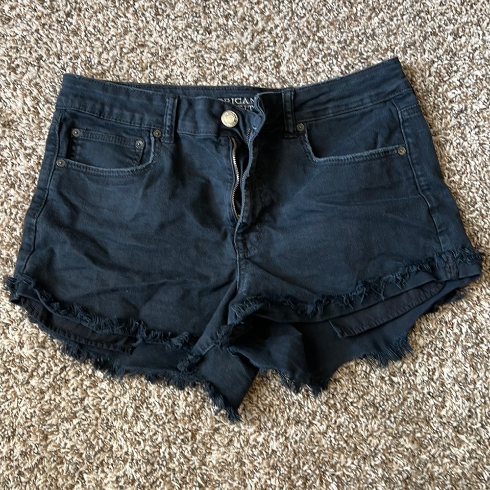 American Eagle Outfitters Black Hi-Rise Festival Shorts